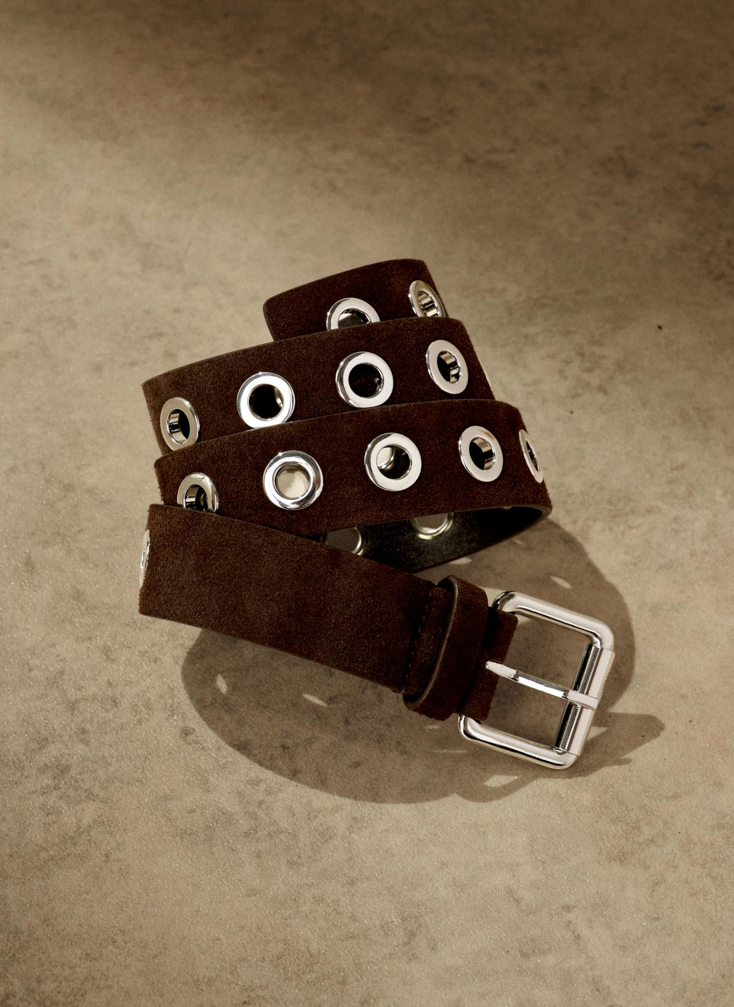 Brown Suede Eyelet Belt | Mint Velvet