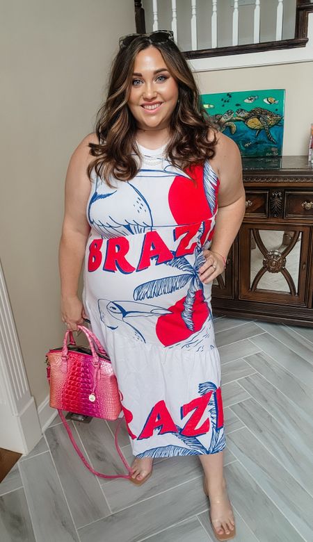 This is the ultimate vacation dress! I have seen this on multiple people while shopping and I had to have it. @farmrio is a big hit for me later. FYI this runs LARGE bc this is a size Large on me and I still have room in it. #vacation #springbreak #farm rio #livinglargeinlilly #plussize 

#LTKmidsize #LTKplussize
