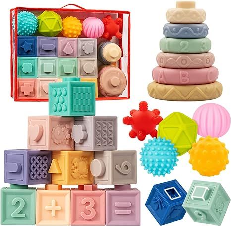Jyusmile Baby Toys 6-12 Months, Montessori Toys for Babies 6-12 Months, Incl Stacking Building Bl... | Amazon (US)