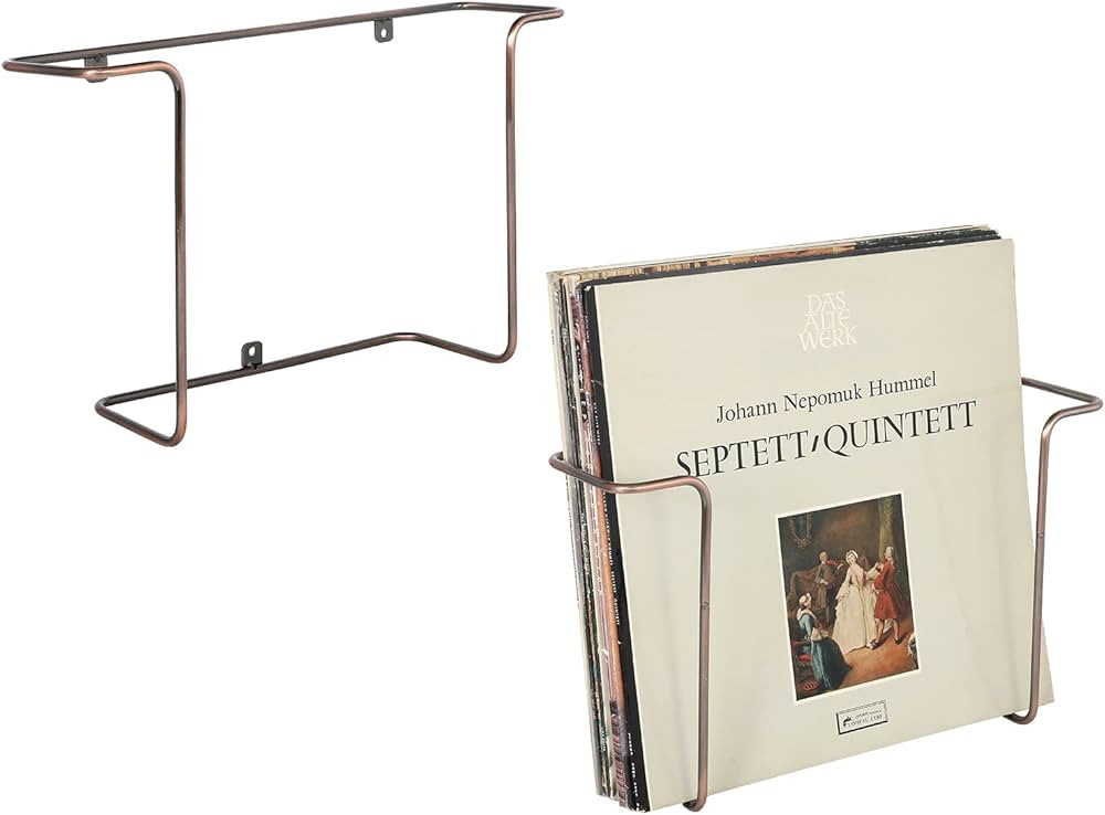 MyGift Modern Metal Wire Wall Mounted Vinyl Records Storage Racks, Hanging LP Record Holders, Flo... | Amazon (US)