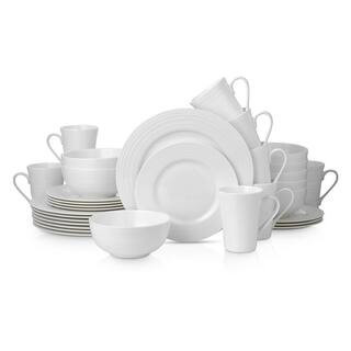 Eleanor 32-Piece Dinnerware Set Bone China, Service For 8, White | The Home Depot