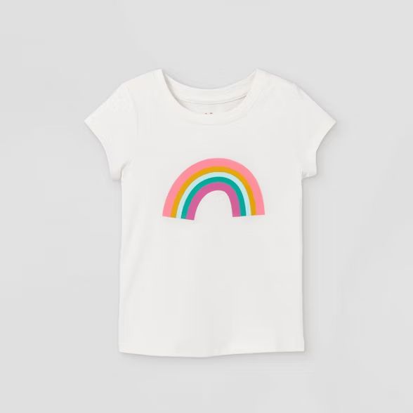 Toddler Girls' Rainbow Short Sleeve Graphic T-Shirt - Cat & Jack™ Cream | Target
