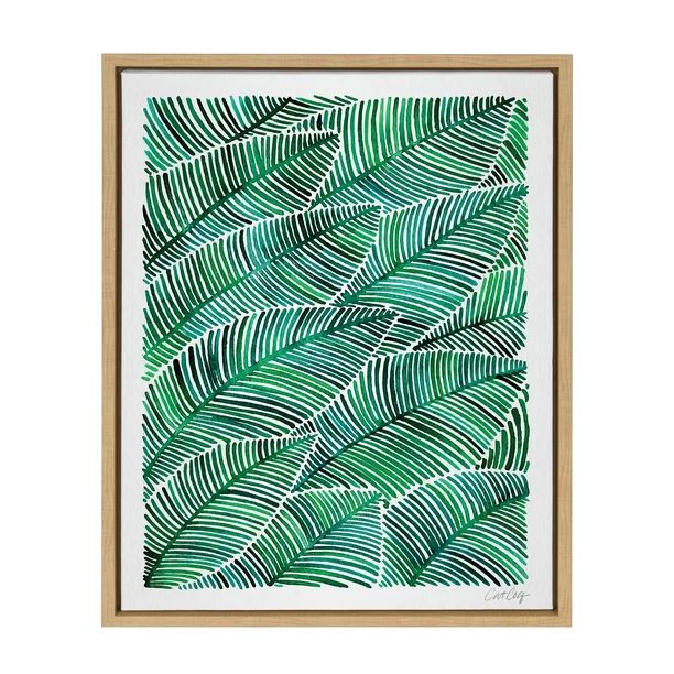 Kate and Laurel Sylvie Tropical Leaves Watercolor Framed Canvas Wall Art by Cat Coquillette, 18x2... | Walmart (US)