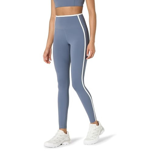 Amazon Essentials Women's Active FormFlex Buttery Soft High Waist Full Length Yoga Leggings with Contrast Trim, Slate Grey/White, X-Small | Amazon (US)