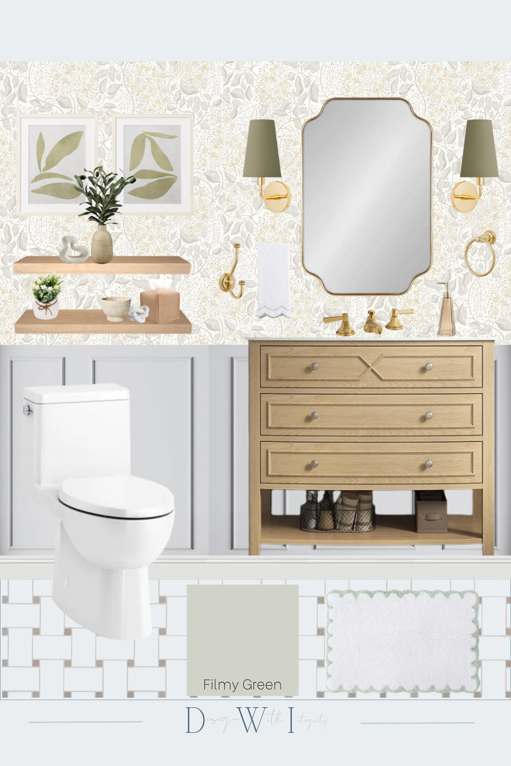 Serene Bathroom Remodel with Botanical Wallpaper

Transform your bathroom into a calming retreat with this wallpaper bathroom design mood board. 🌿 Featuring a soft botanical wallpaper, light oak vanity, brass fixtures, and natural wood accents, this remodel strikes the perfect balance between modern and organic. The subtle green tones (Filmy Green) paired with warm neutrals create a timeless look that feels fresh and inviting. Perfect for a powder room update or a full bathroom remodel, this design brings nature indoors with effortless style.

Save this mood board for inspiration and shop the vanity, wallpaper, lighting, and fixtures directly on LTK.

#BathroomRemodel #WallpaperBathroom #BathroomMoodBoard #BotanicalWallpaper #BathroomDesignIdeas #PowderRoomInspo #ModernBathroom #InteriorDesignInspiration #NatureInspiredDesign #LTKHome #BathroomTrends #NeutralBathroom
 

 #LTKHome