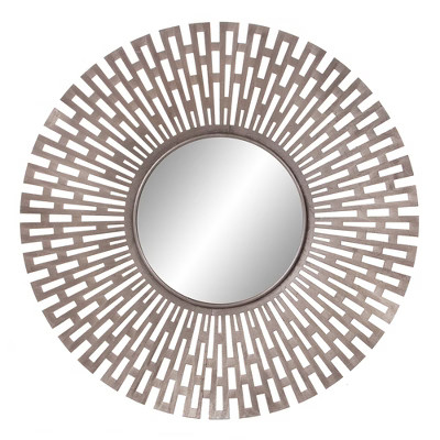 27.75"x27.75" Champagne Round Geometric Sunburst Decorative Wall Mirror Gold - Patton Wall Decor | Target