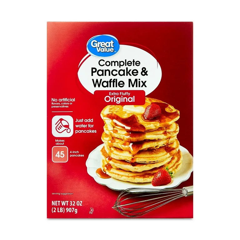 Great Value Complete Pancake & Waffle Mix, Extra Fluffy, Original, 32 oz | Walmart (US)