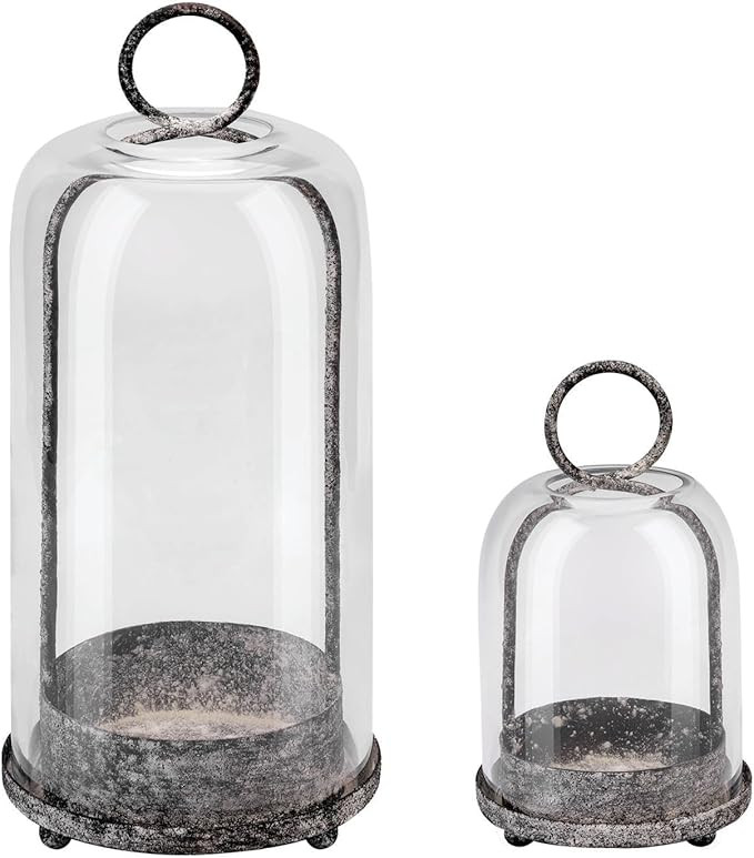 5" & 4" Wide Versatile Metal Candle Holder in Shabby Black with Handmade Thick, Heavy & Sturdy Gl... | Amazon (US)