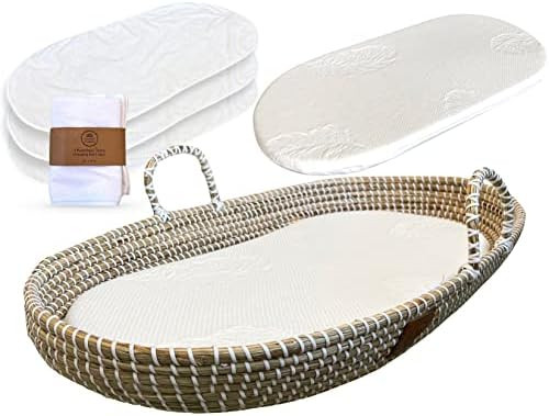 Amazon.com : DB Premium Products Premium Baby Changing Basket with Thick Pad, Waterproof Bamboo J... | Amazon (US)