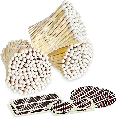 2" Classic White Tip Safety Matches | 300+ Bulk Artisan Matchsticks with Bumble Striker Stickers ... | Amazon (US)