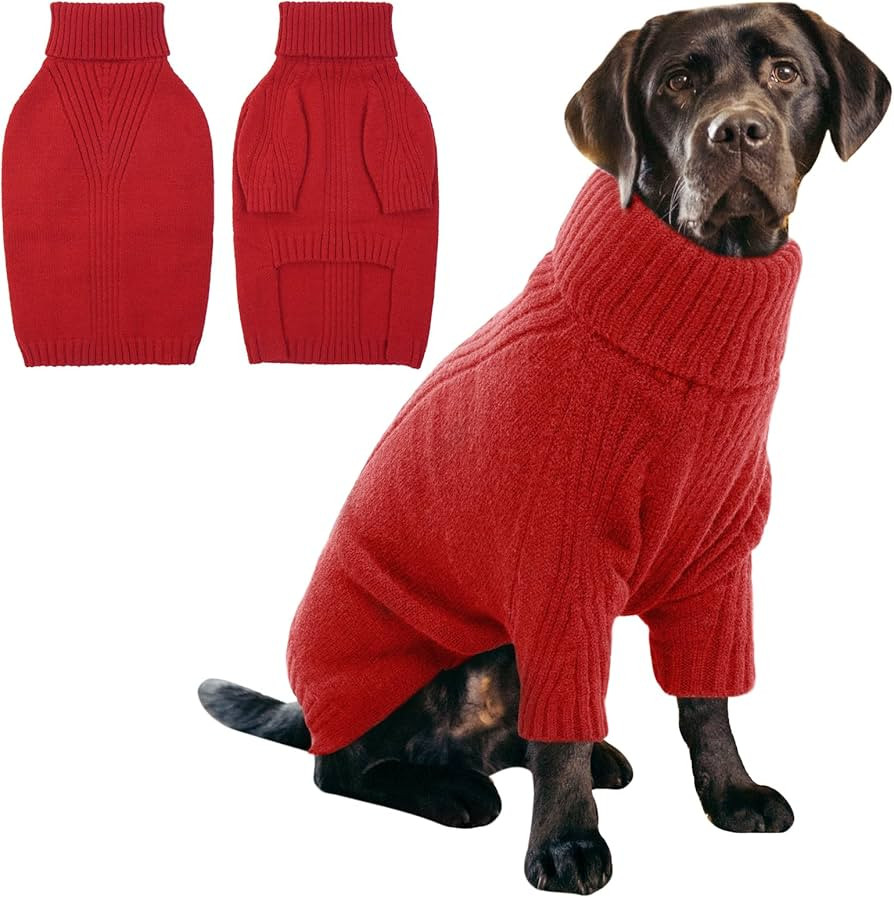 IECOii XXL Dog Sweater,Thermal Knit Big Dog Sweater Christmas,Pet Turtleneck Doggy Sweatshirt for... | Amazon (US)