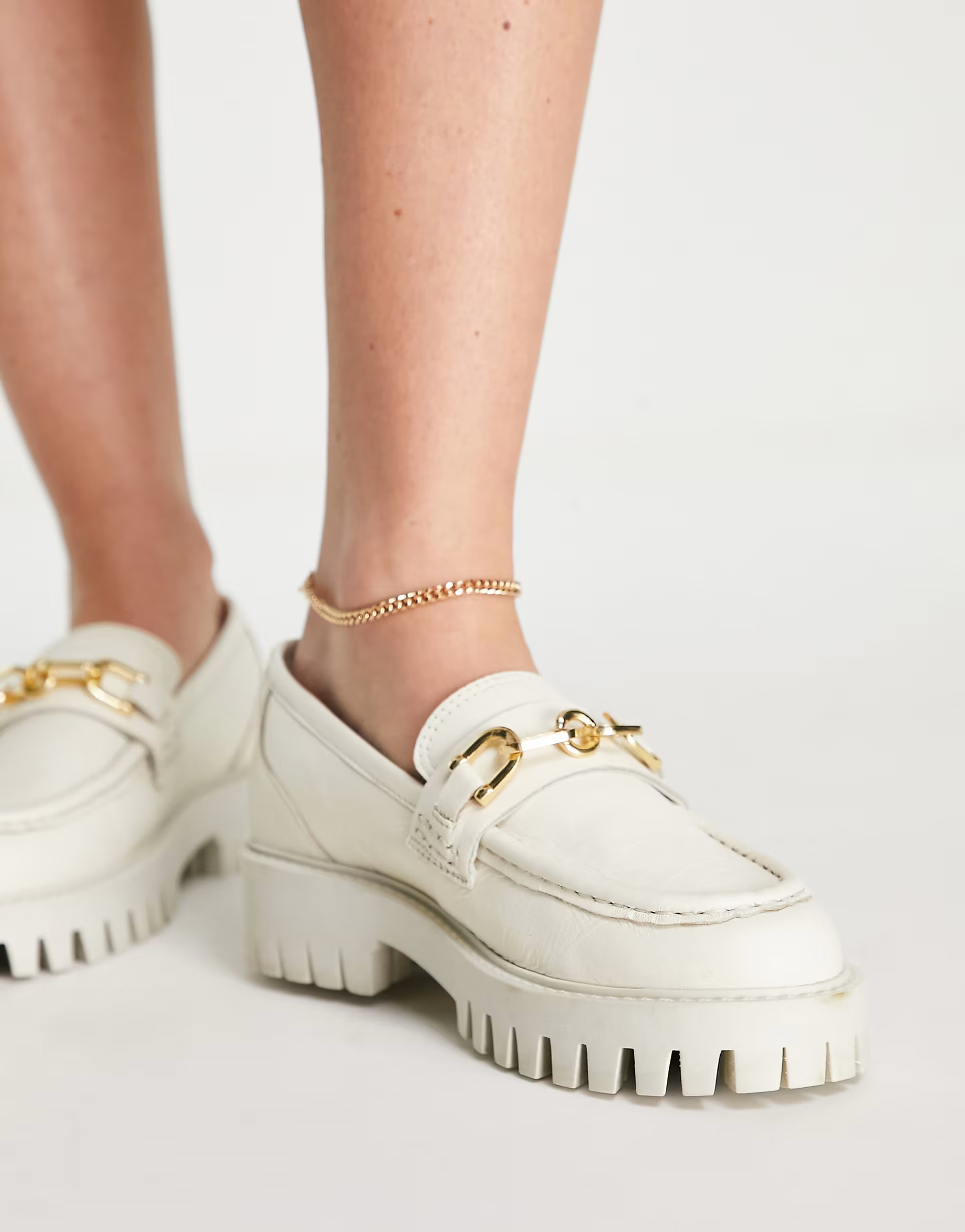 ASRA Freya leather chunky flat shoes in coconut cream | ASOS (Global)
