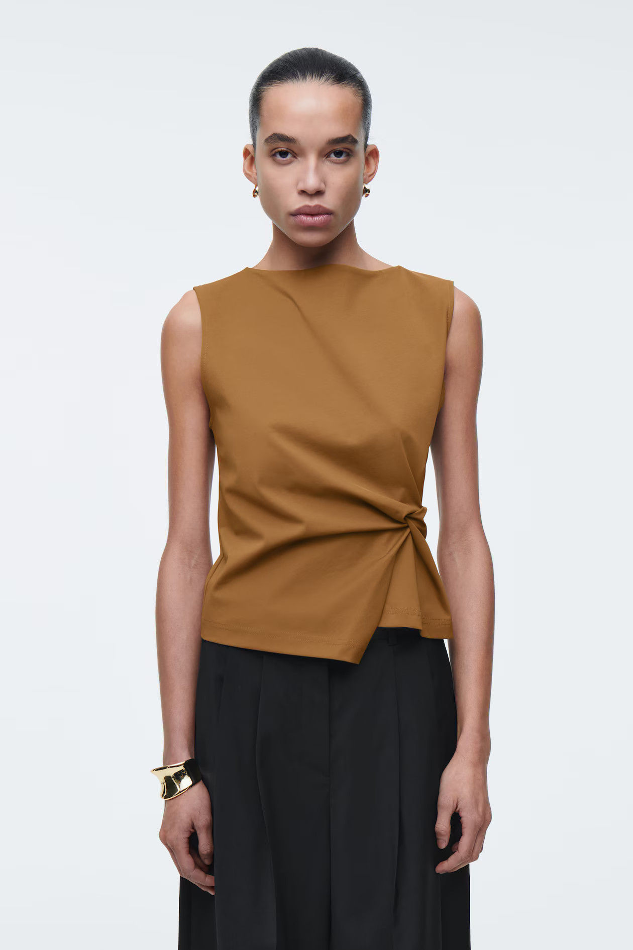 TWIST-DETAIL TOP - BROWN | COS UK