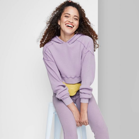 Women's Cropped Waffle Hoodie - Wild Fable™ | Target