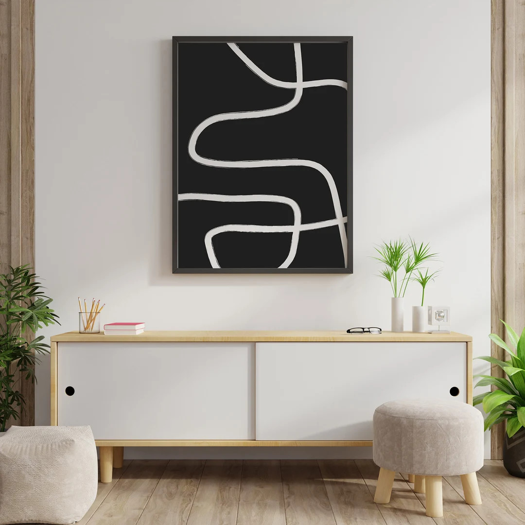 Black & White Lines No. 2 Minimalist Print Abstract Shapes - Etsy Australia | Etsy (AU)