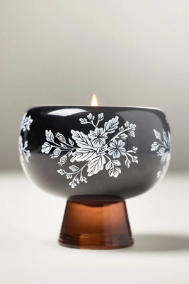 Gourmand Pumpkin & Sweet Vanilla Handpainted Pedestal Glass Candle | Anthropologie (US)