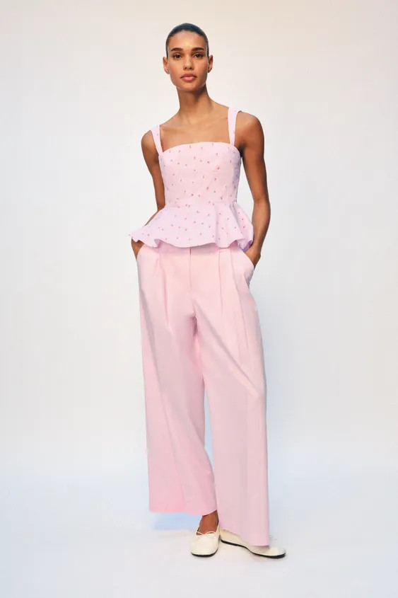 Top with straight neckline and wide straps. Flared hem. Back closure with hidden in-seseam zipper... | Zara US