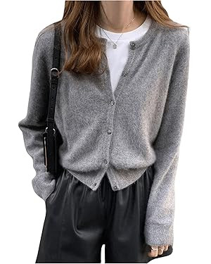 SweatyRocks Women's Light Weight Cardigan Round Neck Long Sleeve Button Down Sweaters Knitwear | Amazon (US)