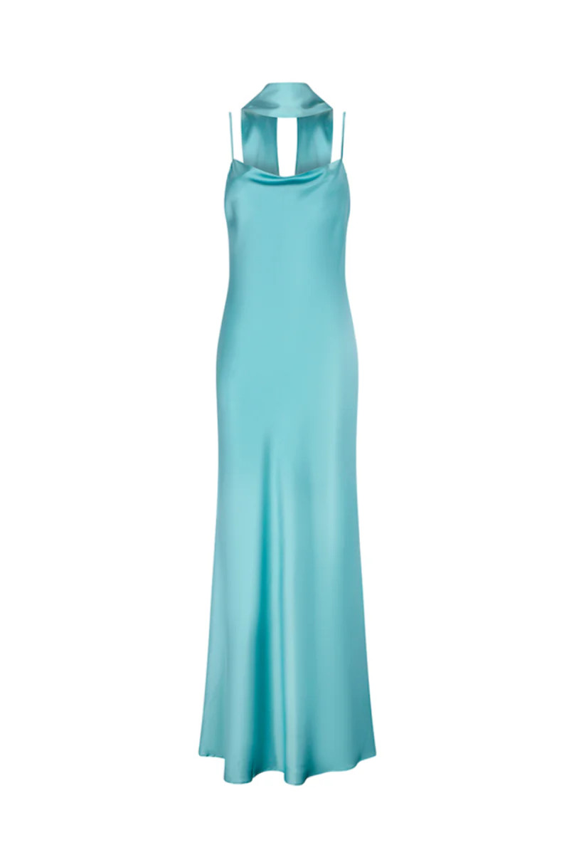 SLIP MAXI DRESS IN TURQUOISE | Aguaclara | CULT MIA | CULT MIA UK LTD