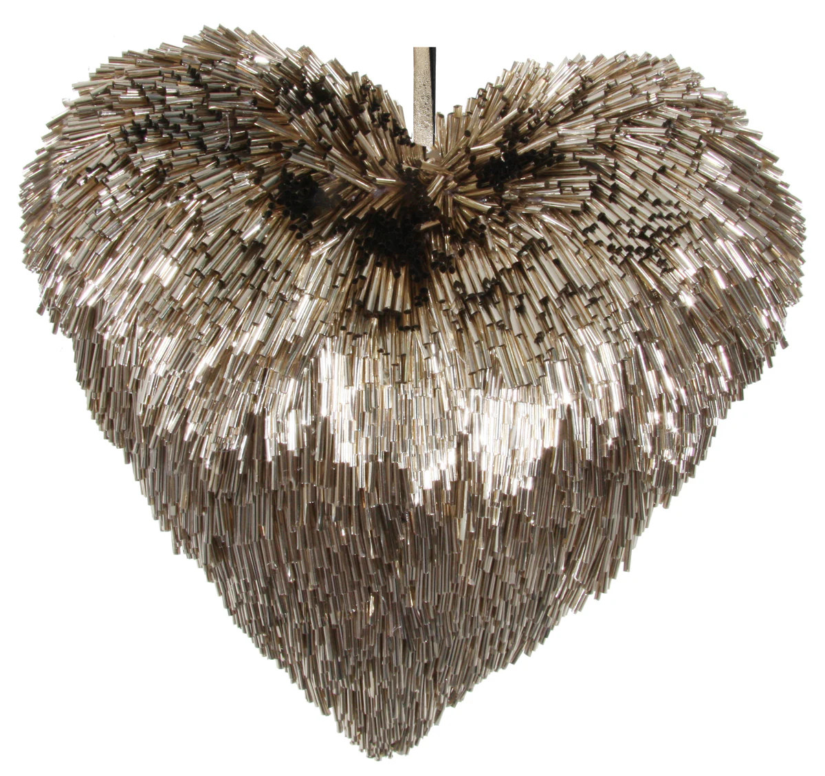 Gold Tinsel Heart Ornament | Hello Holidays