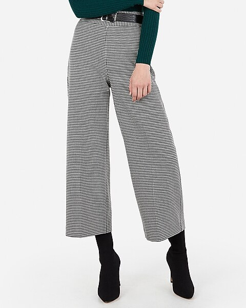 High Waisted Houndstooth Culotte Pant | Express