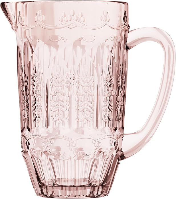 Elle Decor Pink Vintage Glass Pitcher Water Carafe Jug for Iced Tea, Juice & Beverages – 43.9 O... | Amazon (US)
