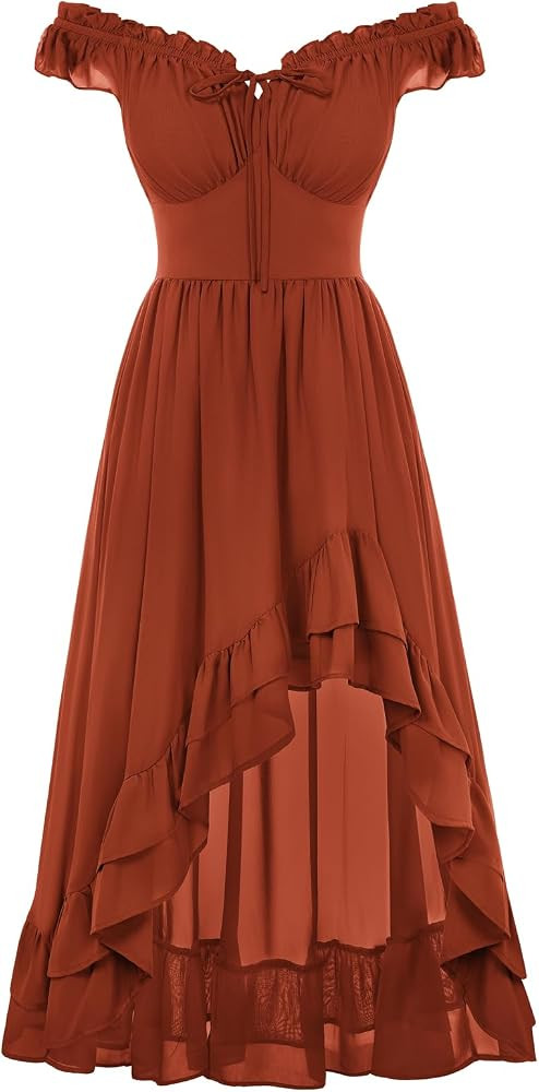 Scarlet Darkness Renaissance Corset Dress Off Shoulder Chiffon Sundress | Amazon (US)