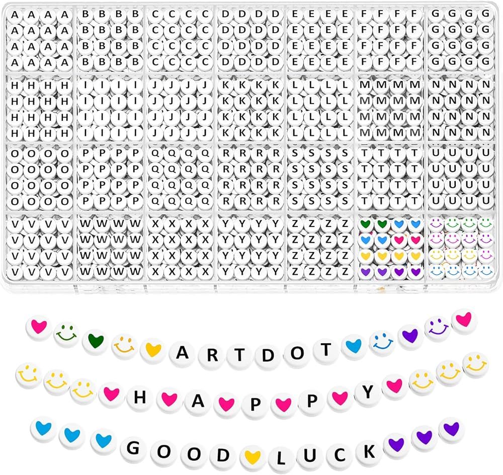 ARTDOT 1400 PCS Letter Beads, 28 Styles Friendship Bracelets Assorted Alphabet Beads Preppy Beads... | Amazon (US)