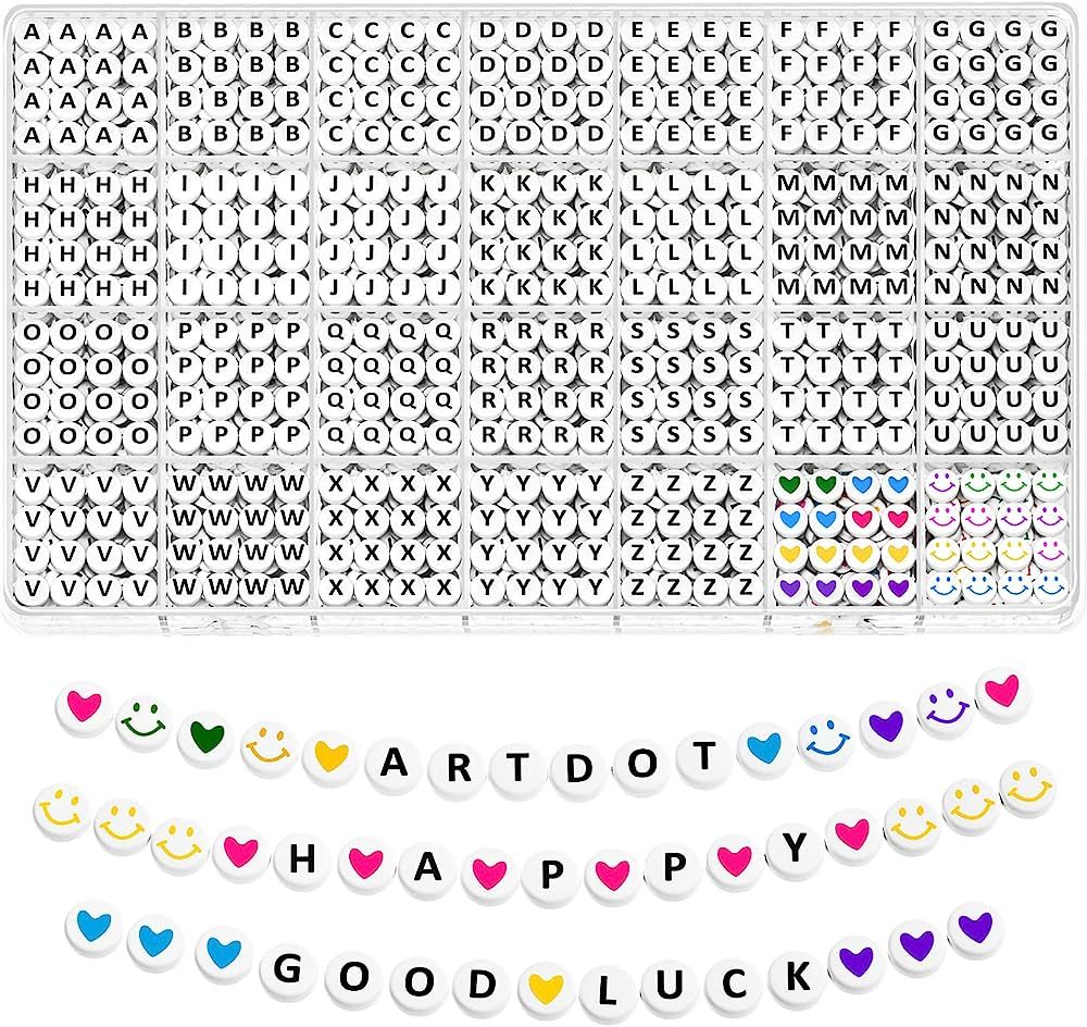 ARTDOT 1400 PCS Letter Beads, 28 Styles Friendship Bracelets Assorted Alphabet Beads Preppy Beads... | Amazon (US)