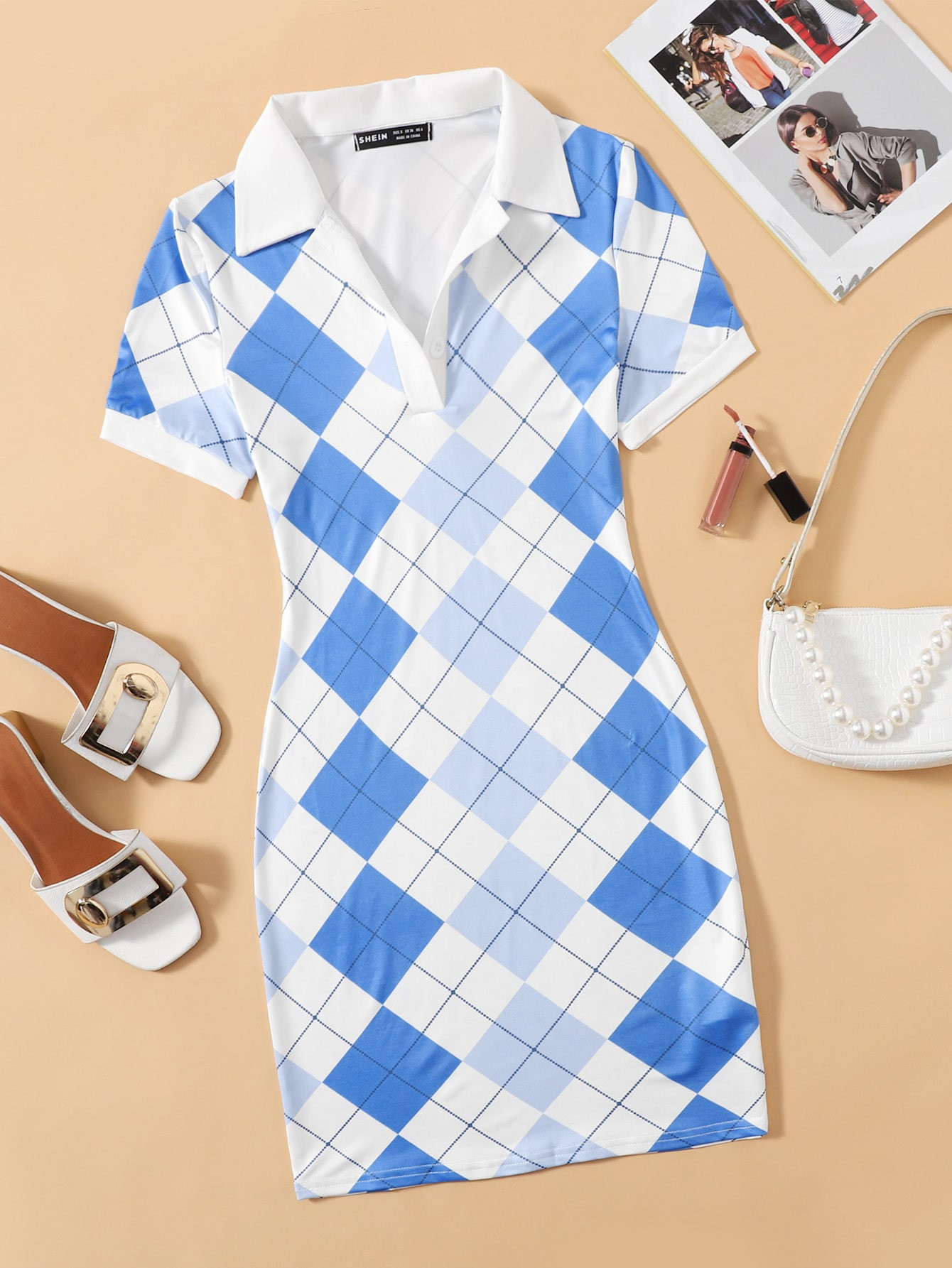 Argyle Print Bodycon Dress | SHEIN