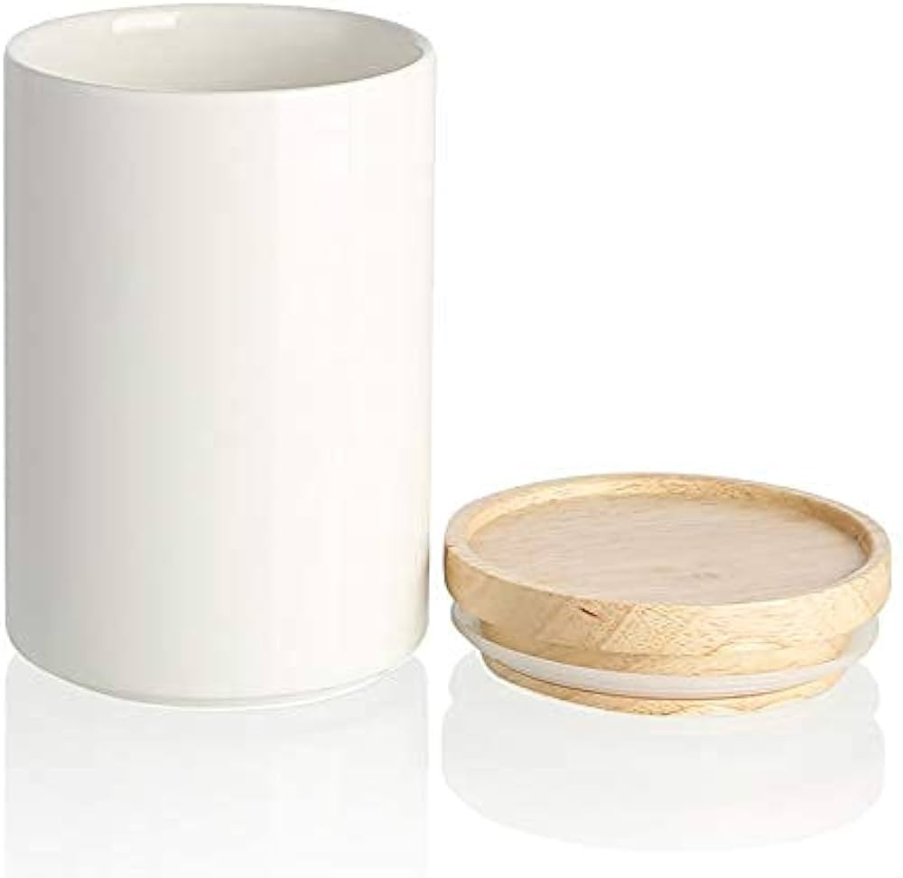 SWEEJAR Kitchen Canisters Ceramic Food Storage Jar, Stackable Containers with Airtight Seal Woode... | Amazon (US)