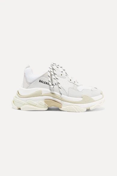 Triple S suede, leather and mesh sneakers | NET-A-PORTER (UK & EU)