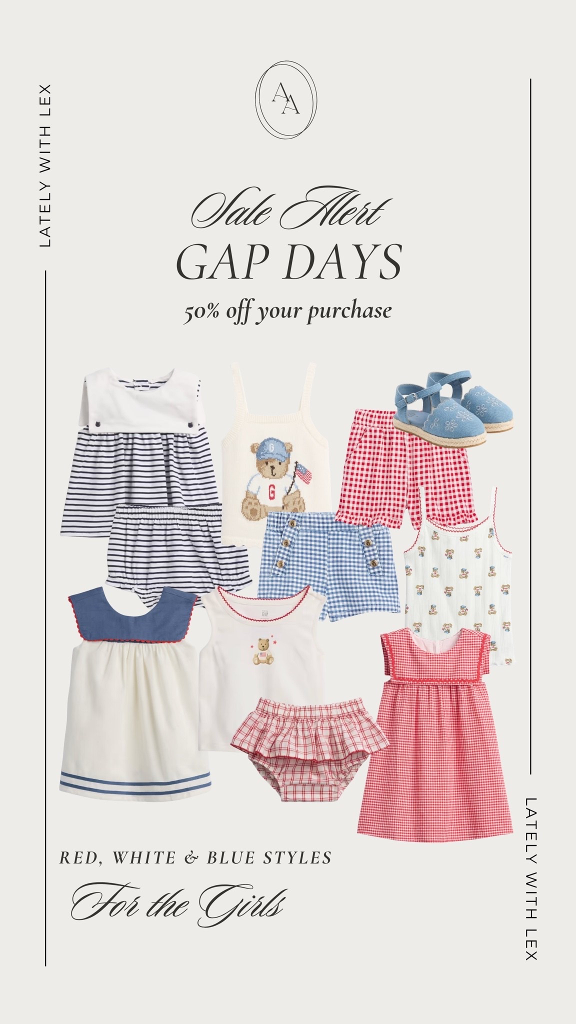Gap is having their Gap Day sale where you can save 50% off your purchase! Shop classic & timeless American looks for your little ones this Fourth of July, featuring looks for baby + toddler girls 🇺🇸. Lots of cute festive nautical looks too if you’ll be near the beach/coast for the fourth! 

Fourth of July outfits || Gap Sale || Patriotic Girl Outfits || Festive Outfits || Fourth of July for the Family