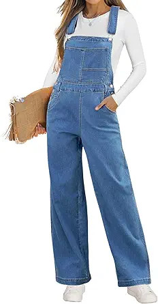 Vetinee Jean Overalls for Women Loose Fit Stretchy Denim Jumpsuit Baggy Bib Casual Straight Leg P... | Amazon (US)