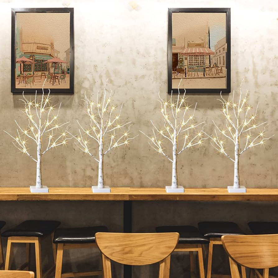 PEIDUO Christmas Tree for Home Decor, 2 FT Tabletop Tree with LED Lights, White Birch Tree with L... | Amazon (US)