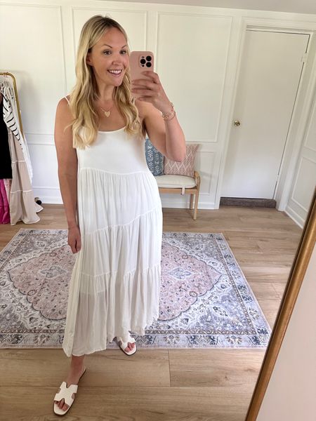 Easy summer throw in dress! It’s lined to above the knee so it’s not see through. I’m wearing a med. summer outfit, white dress, casual outfit, bump friendly  

#LTKMidsize #LTKStyleTip #LTKBump