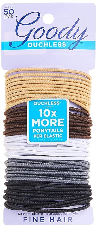 Goody Ouchless Womens Elastic Hair Tie - 50 Count, Neutral - 2MM for Fine to Medium Hair - Hair A... | Amazon (US)