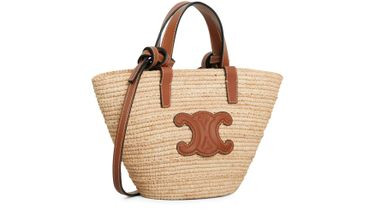 Nano Triomphe Celine classic panier in raffia and calfskin - CELINE | 24S (APAC/EU)