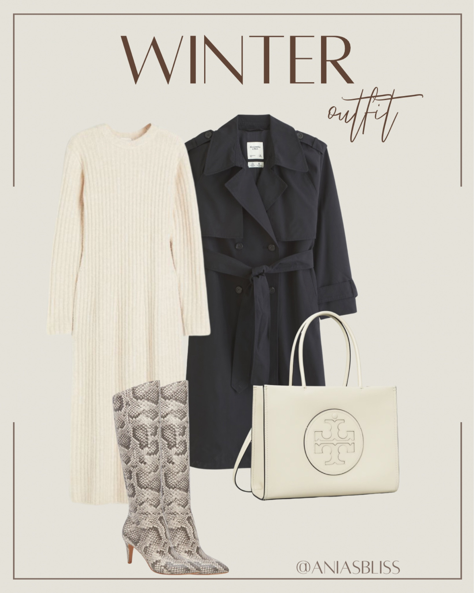Sweater dress, snakeskin boots, trench coat, neutral tote 

#LTKstyletip #LTKover40 #LTKSeasonal