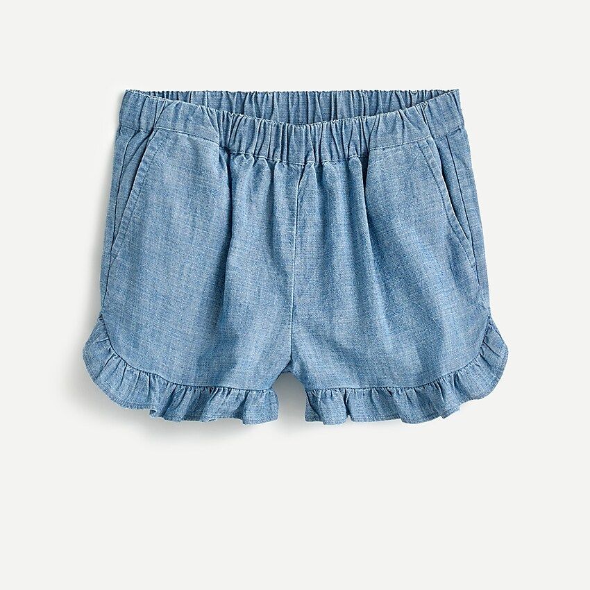 Girls' ruffle pull-on short in chambray | J.Crew US