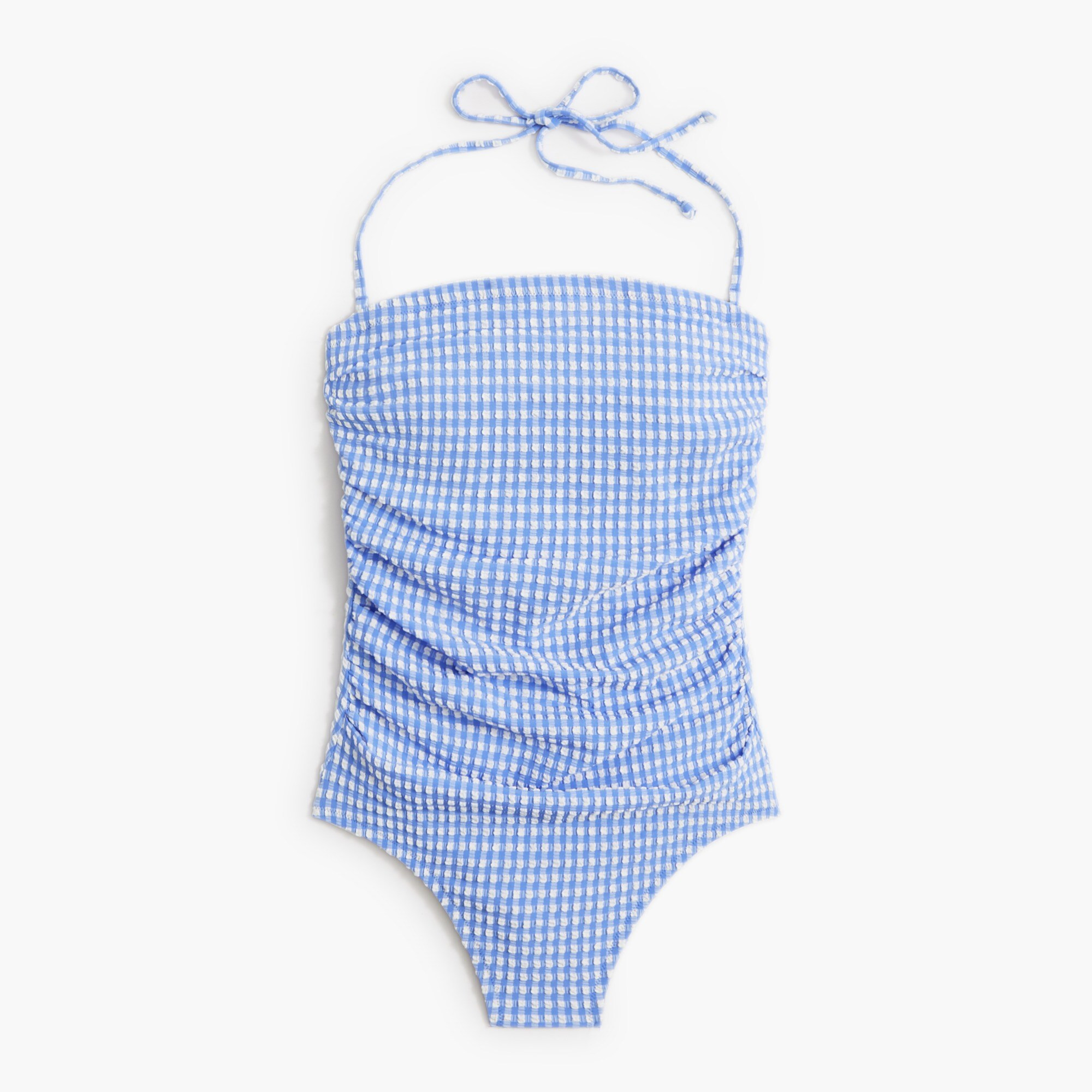 Strapless seersucker one-piece swimsuit | J.Crew Factory