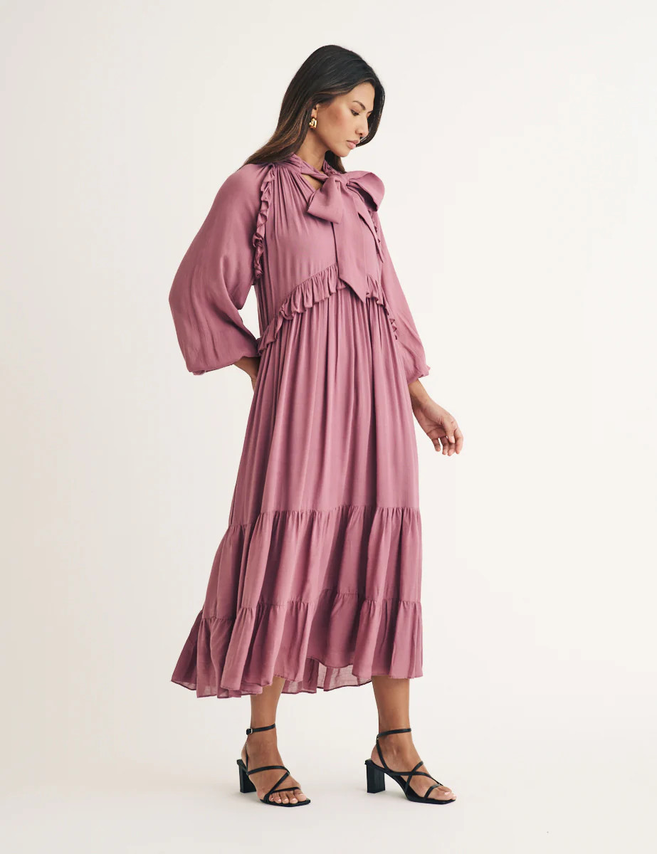 Purple Ruffle Bohana Midi Dress | Nobody's Child