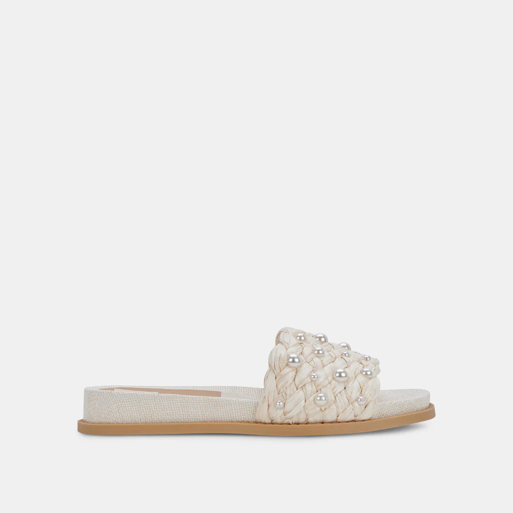 GRAZIE PEARL SANDALS VANILLA RAFFIA | DolceVita.com
