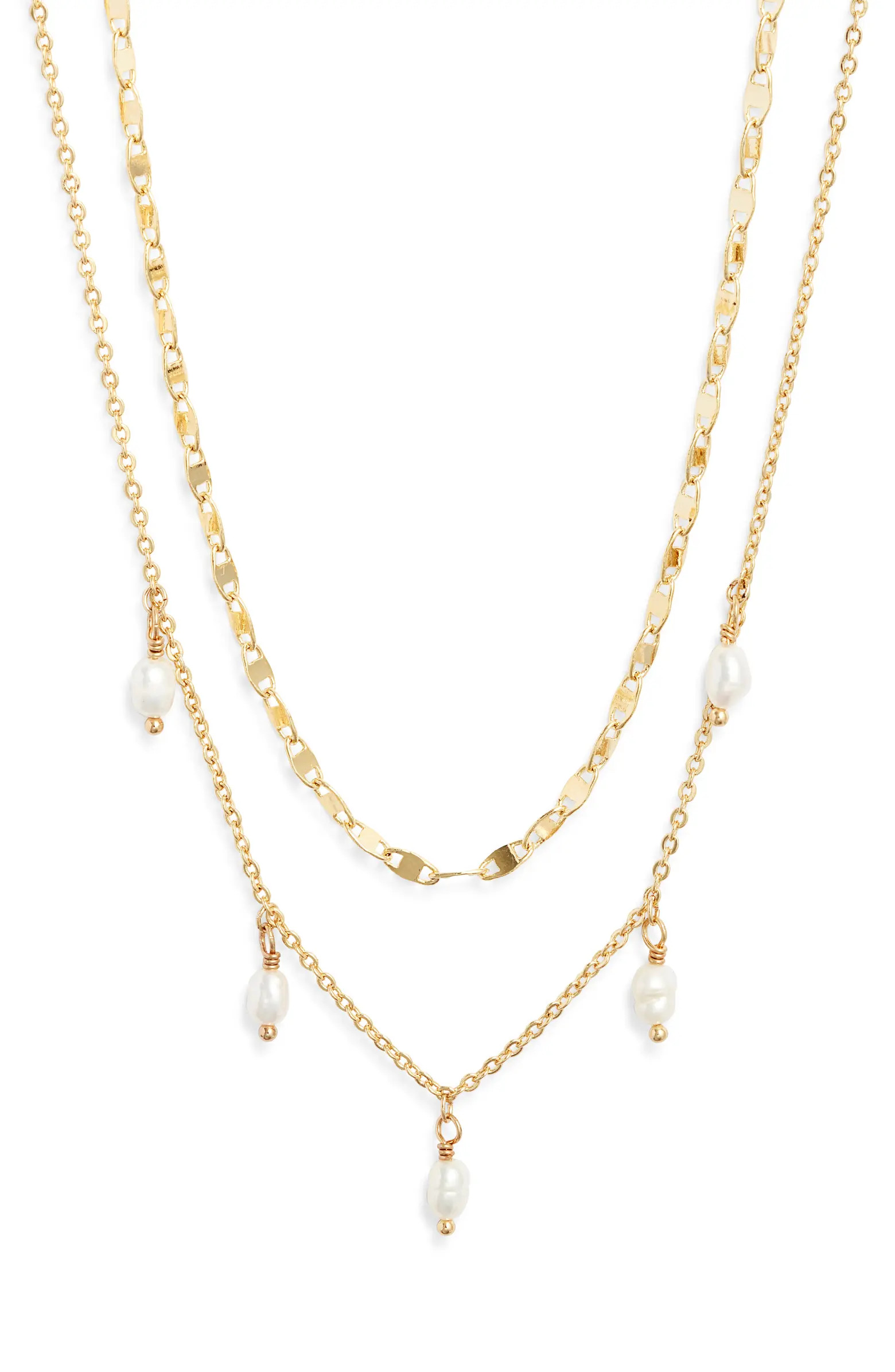 Chelsea28 Set of 2 Genuine Freshwater Pearl & Link Necklaces | Nordstrom | Nordstrom