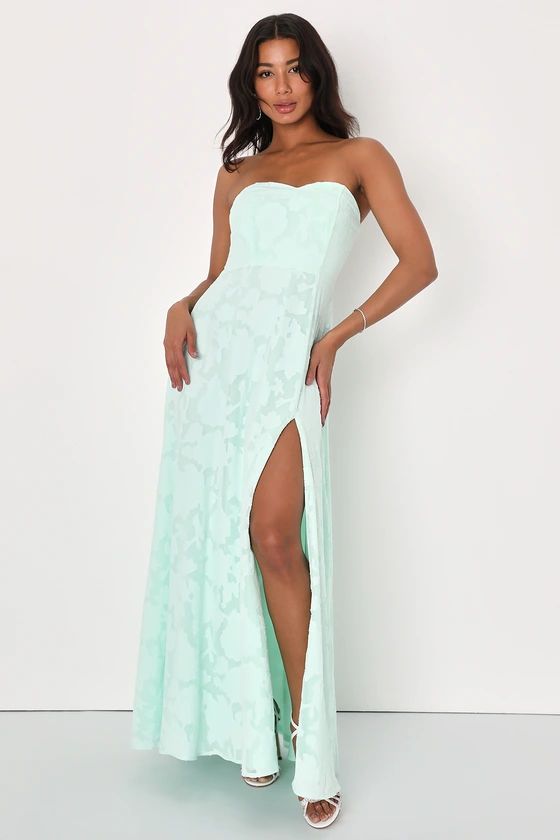 Garden of Romance Mint Green Floral Burnout Strapless Maxi Dress | Lulus (US)