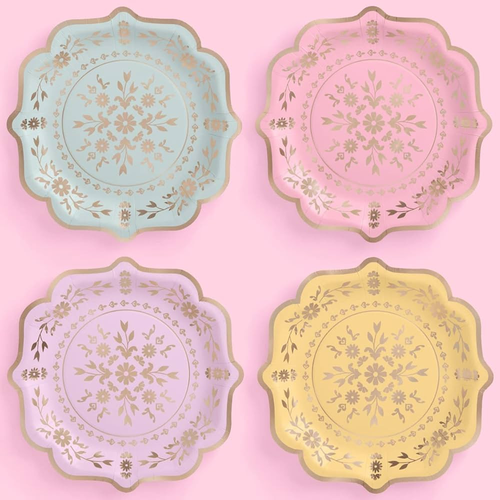 xo, Fetti Pastel China Plates - 24 pack, 9" | Birthday Party Decorations, Bachelorette Garden Par... | Amazon (US)