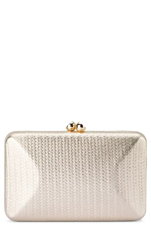 Olga Berg Chica Woven Embossed Metallic Faux Leather Clutch in Gold at Nordstrom | Nordstrom