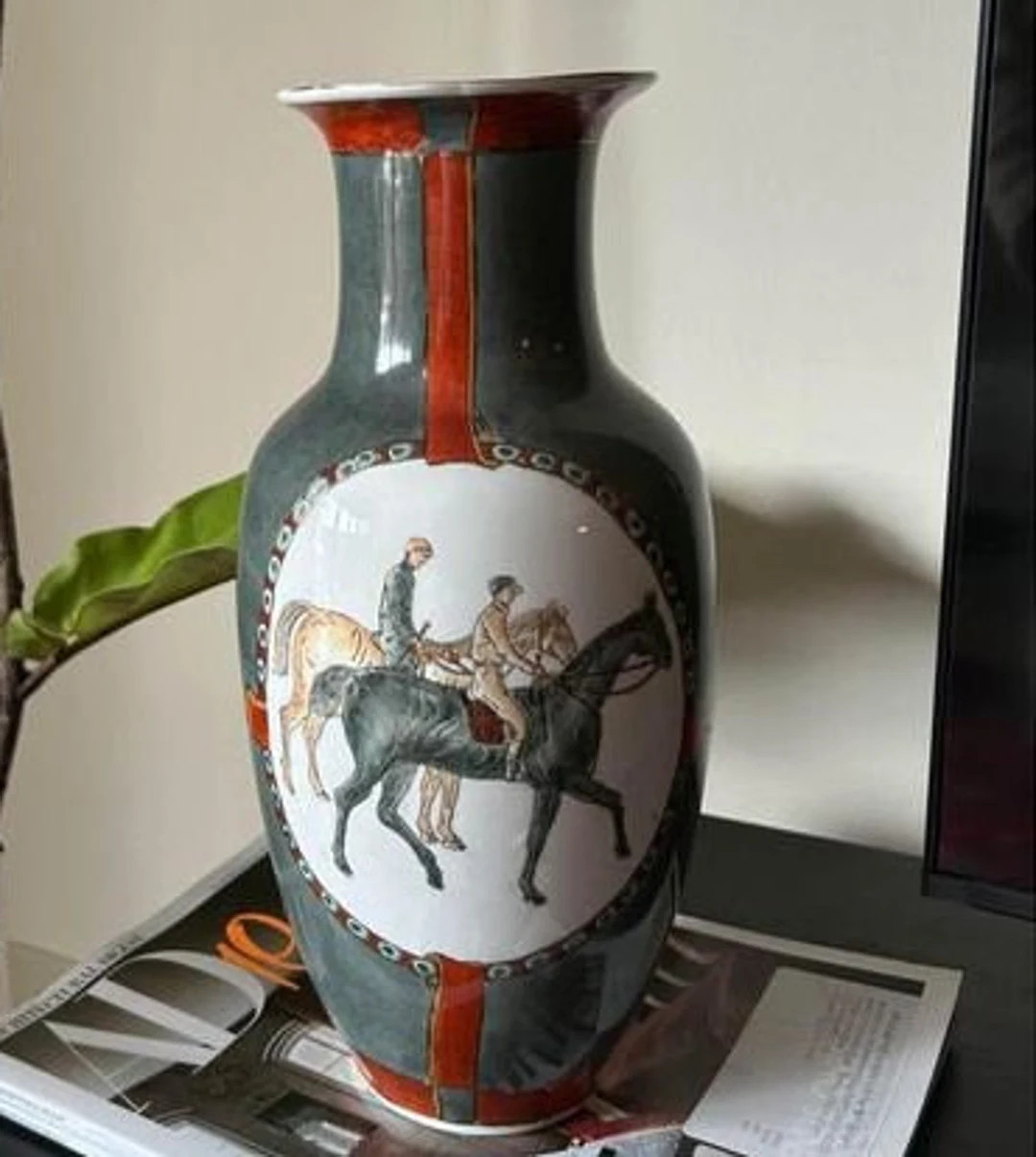 Vintage Porcelain Asian Vase Horse Bridle Jockey Racing Equestrian - Etsy | Etsy (US)