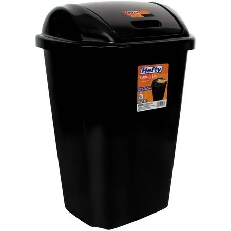 Hefty Swing-Lid 13.5 Gal Trash Can, Black - Walmart.com | Walmart (US)