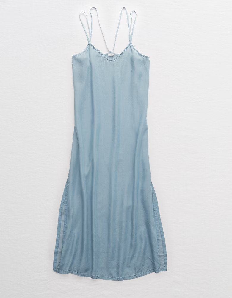 Aerie Chambray Midi Slip Dress | American Eagle Outfitters (US & CA)